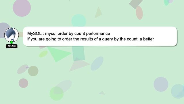 MySQL : mysql order by count performance смотреть онлайн