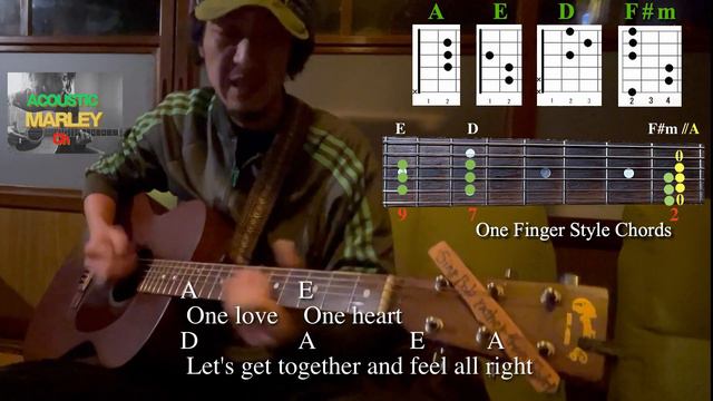 One Love Bob Marley【Long ver.】ACOUSTIC MARLEY CH Lyrics & Chords One Finger Style Reggae Guitar смотреть онлайн