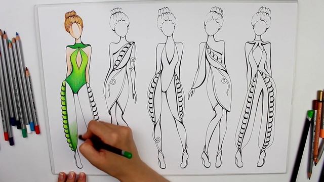 РИСУЕМ ЭСКИЗЫ ОДЕЖДЫ, вдохновение горохом // Fashion illustration, speedpaint смотреть онлайн