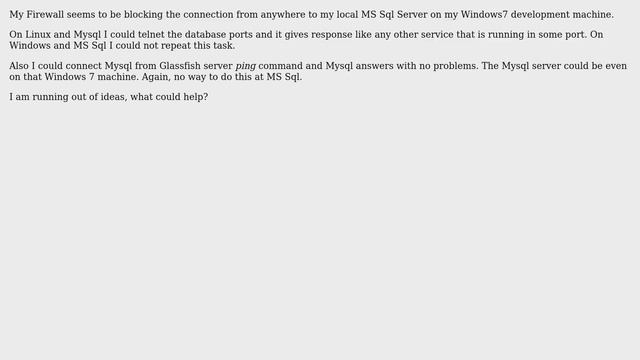 Open port for Microsoft SQL database connection from outside the Windows7 computer смотреть онлайн