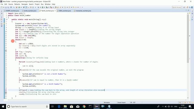 Keith Number | Programming in JAVA | Eclipse | Subscribe for more смотреть онлайн