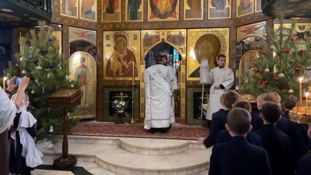 Трансляция: Литургия архиерейским чином в домовом храме Православной классической гимназии смотреть онлайн
