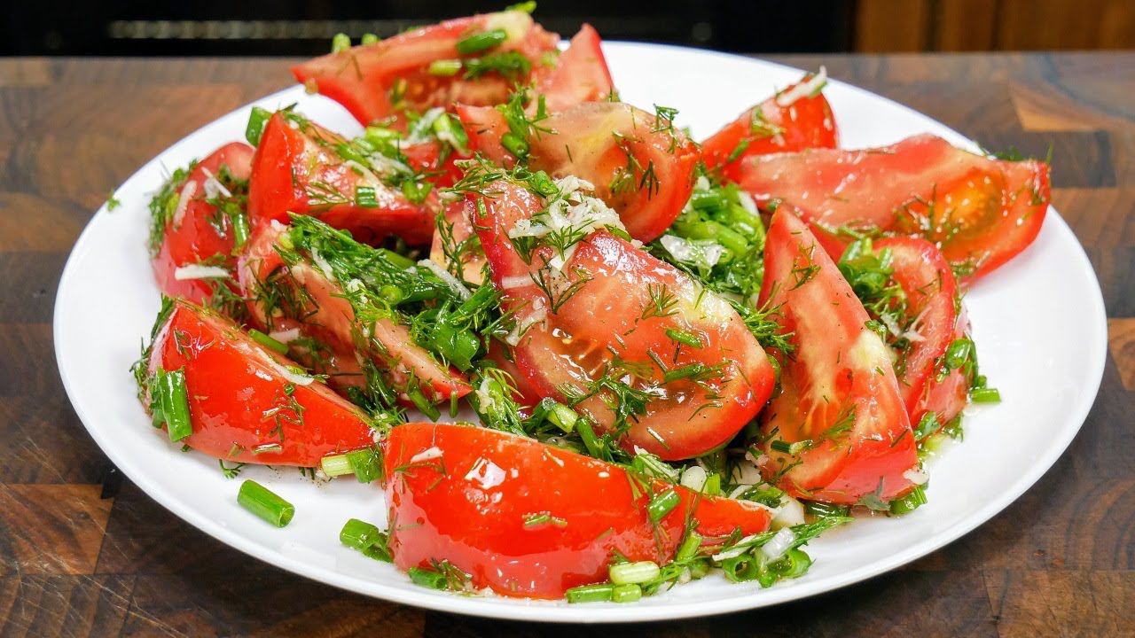 Закуска под ШАШЛЫК. Салат из МАРИНОВАННЫХ ПОМИДОРОВ, цыганка готовит. смотреть онлайн