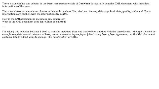 GIS: How is metadata_xml column generated in GeoNode DB? смотреть онлайн