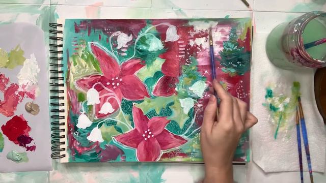 Create More Flow in Your Life✨Expressive Art Journaling ➕ Let's Paint Poinsettias смотреть онлайн