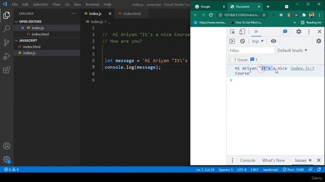 COMPLETE JavaScript Full Stack COURSE: Escape Sequences смотреть онлайн