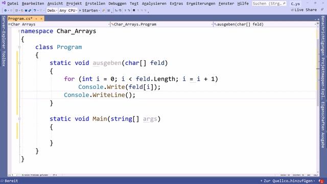 Einen Char Array in C# ausgeben (Aufgabe 0) смотреть онлайн