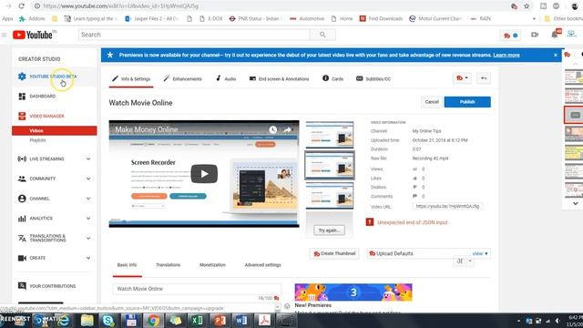 YouTube Custom Thumbnail Error Best Solution! Unexpected End of Json Input Solved смотреть онлайн