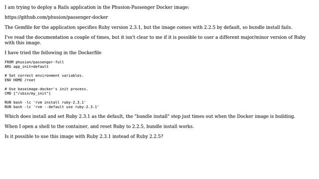 DevOps & SysAdmins: Select specific Ruby version in Phusion Passenger Docker image смотреть онлайн