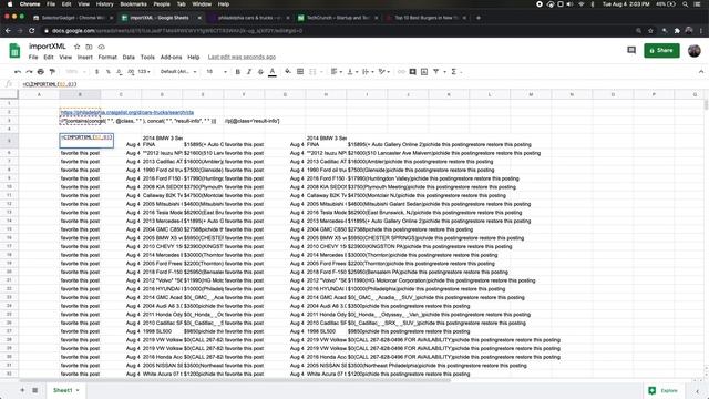 Web Scrape in Google Sheets: IMPORTXML Function (Part 2) смотреть онлайн