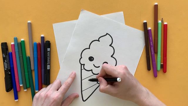Рисуем милое мороженое просто || HOW TO DRAW CUTE ICE CREAM смотреть онлайн