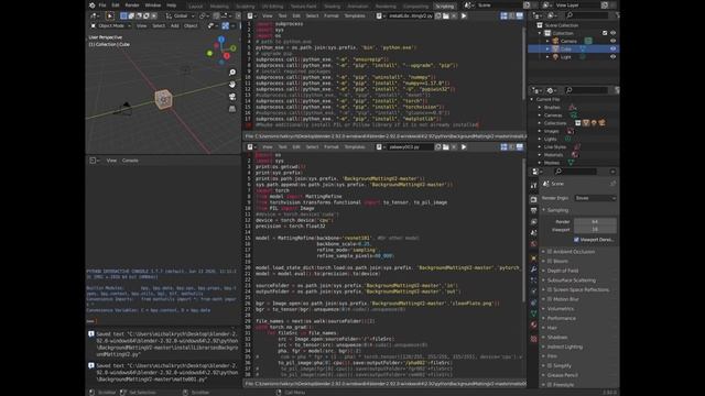 Rotoscoping (matting, green screening) with AI without a green screen in Python in Blender 3d. смотреть онлайн