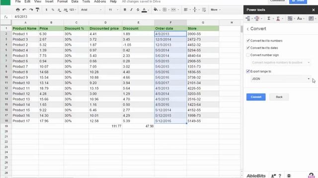 Power Tools -  Google Sheets Add On