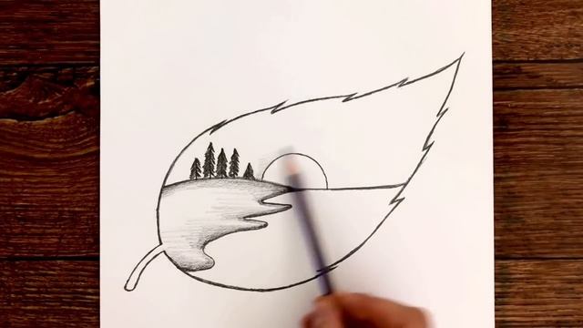 Kolay Manzara Resmi Çizimi - Kolay Karakalem Çizimleri - Çizim Mektebi Manzara Çizimi - Easy Drawin