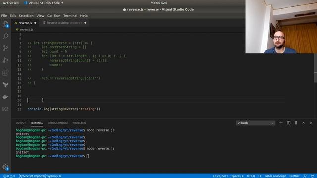 How to reverse a string - JavaScript Programming смотреть онлайн