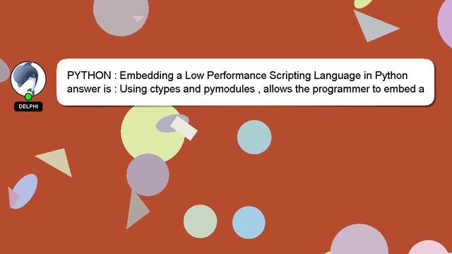 PYTHON : Embedding a Low Performance Scripting Language in Python смотреть онлайн