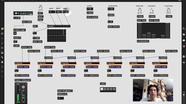Max/Msp/Jitter - MSP урок 43. Модальный синтез - физическое моделирование звука.