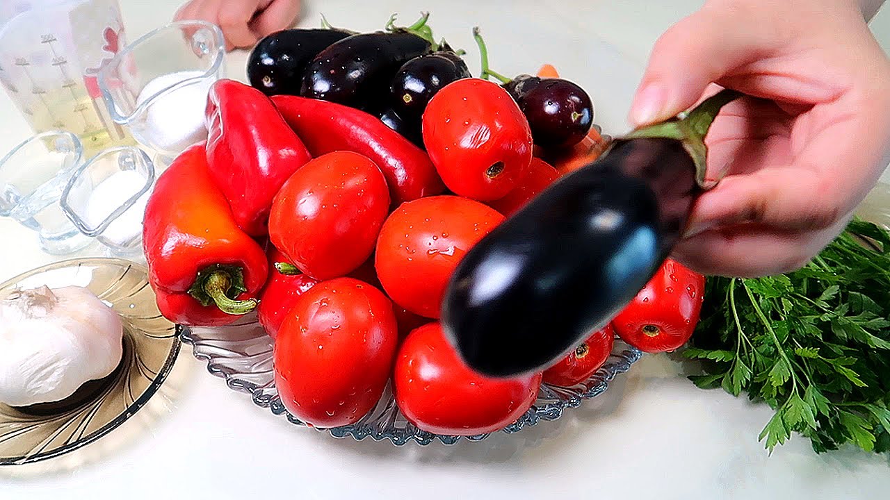 Салат из баклажанов на зиму БАКАТ. Пикантные БАКЛАЖАНЫ на зиму. Готовит Ольга Ким смотреть онлайн