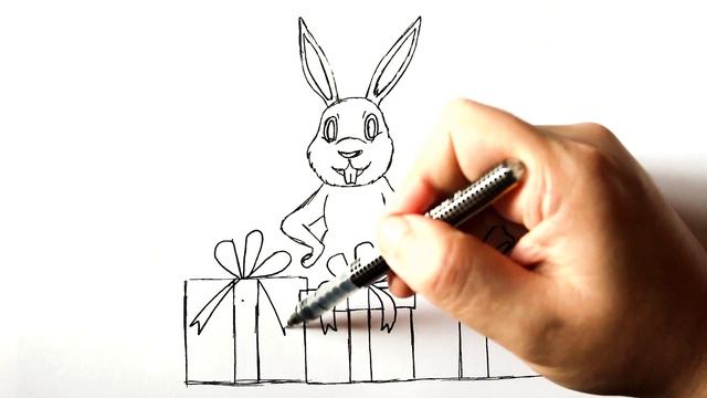 как нарисовать новогоднего кролика смотреть онлайн
