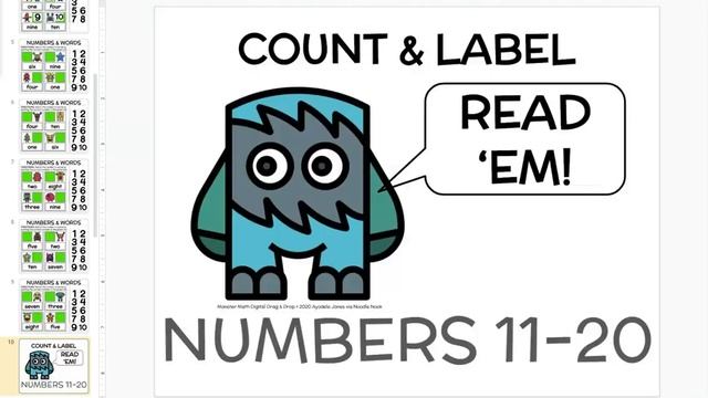 Monster Math- Number Words up to 20 (Digital Drag & Drop) PREVIEW via Noodle Nook смотреть онлайн