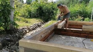 Строим баню 4*4 из бруса с верандой. Своими руками.