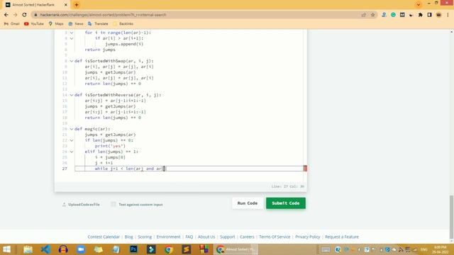 HackerRank Almost Sorted problem solution | Algorithms problems solutions | Programmingoneonone смотреть онлайн