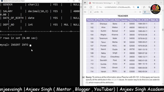 Class 12 IT 802 Unit-1 Database Concepts: INSERT INTO AND UPDATE (Hindi) | XII IT 802 смотреть онлайн