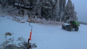 Живём Неделю с Батей в Лесу.Охота.Рыбалка По Первому Льду.Проверка Путика.Котлеты из Лосятины.