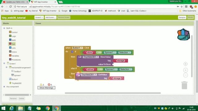 MIT APP INVERTOR #17.. TINYWEBDB tutorial in tamil