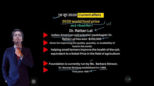 Daily current affairs | 2020 world food prize | Dr. Rattan Lal | concept library смотреть онлайн