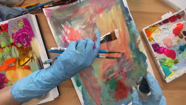 Abstract watercolour and acrylic painting and intuitive play. смотреть онлайн
