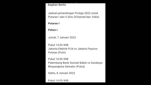 Jadwal Live Streaming Proliga 2022 Putaran 01 смотреть онлайн