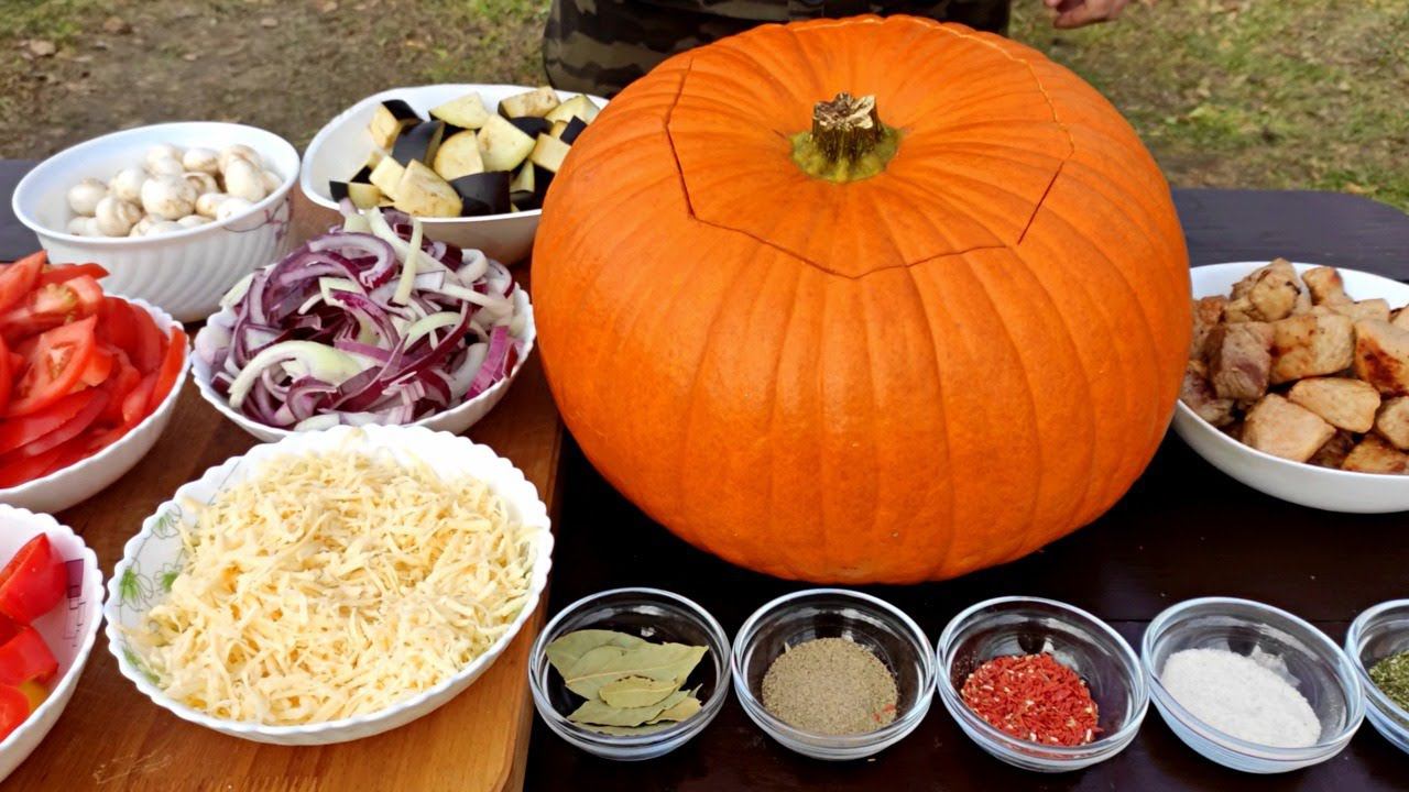 ВКУСНЫЙ И СЫТНЫЙ ОБЕД | тыква с мясом и овощами на углях. #halloween смотреть онлайн