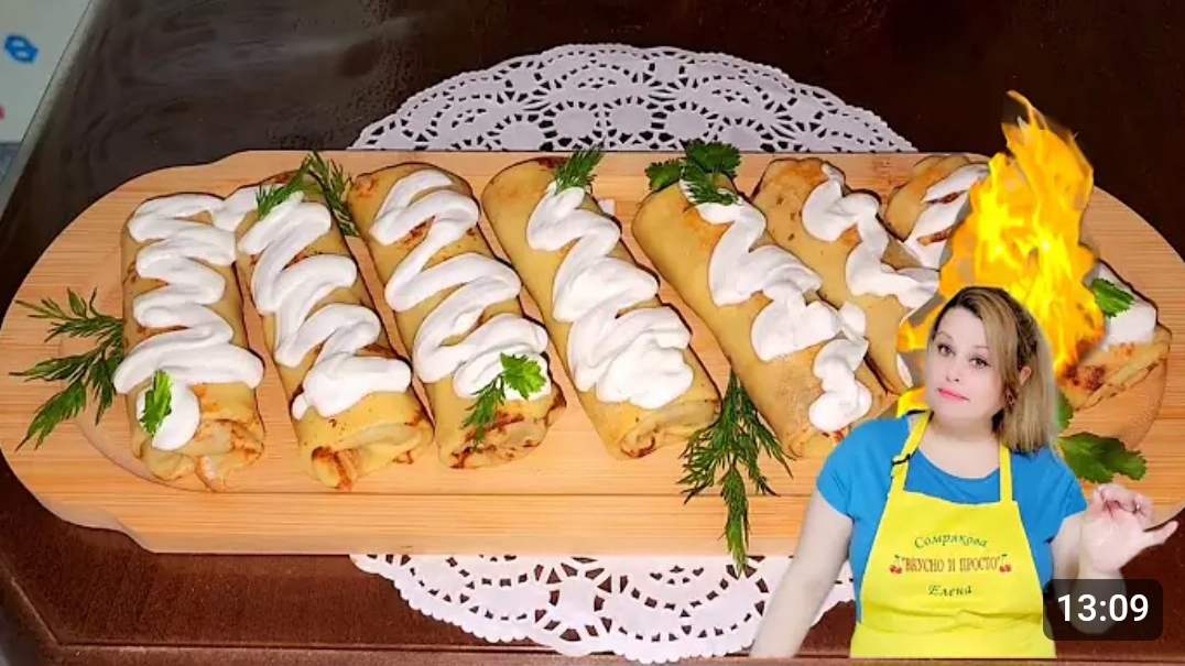 БЛИНЧИКИ С НЕОБЫЧНОЙ НАЧИНКОЙ.🥞🥞🥞 смотреть онлайн