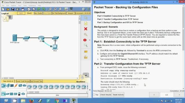 10.3.1.8 Packet Tracer - Backing Up Configuration Files