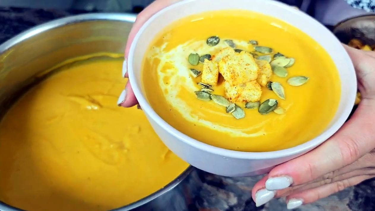 ПРОСТОЙ РЕЦЕПТ НЕЖНОГО крем-супа из тыквы! смотреть онлайн
