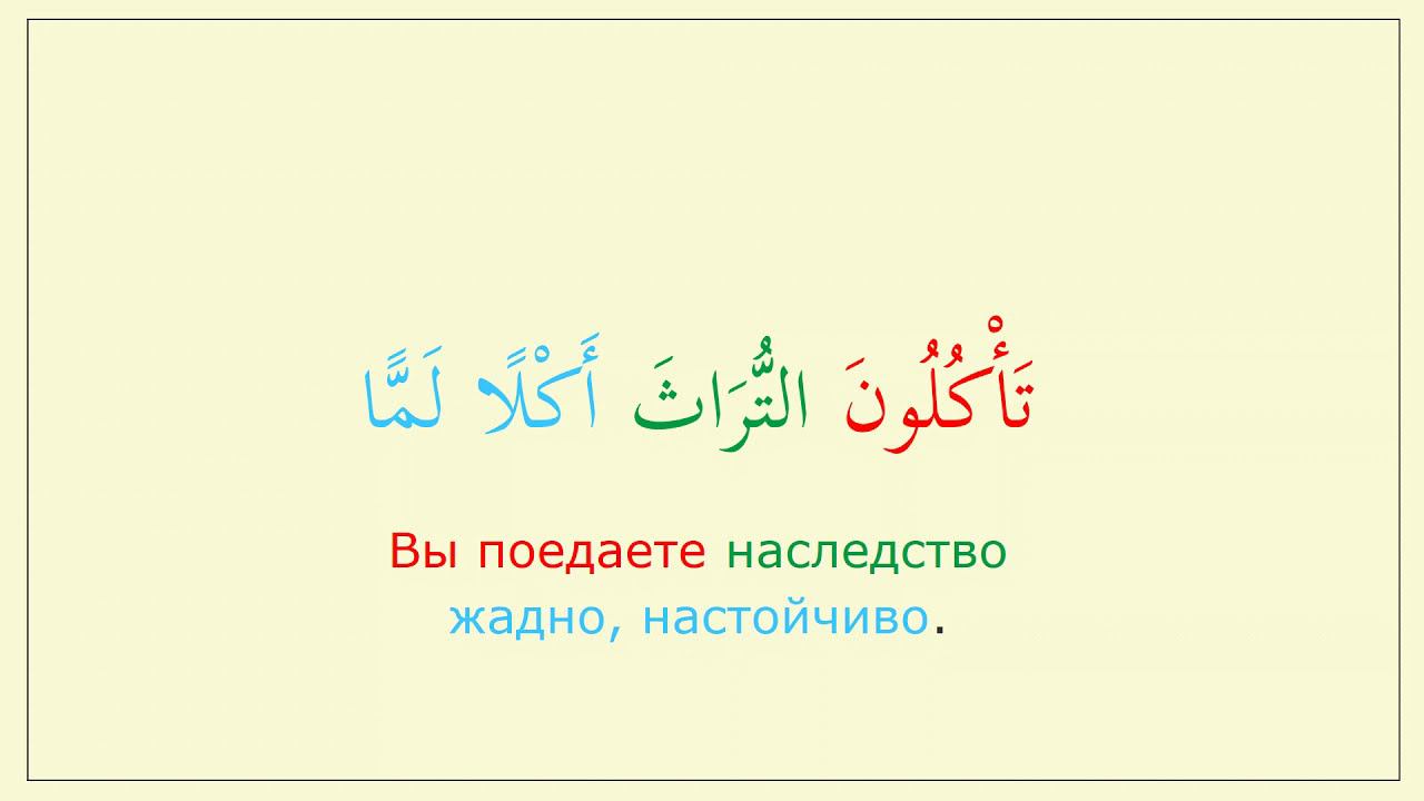 Грамматическая позиция (مفعول مطلق). Конструкция (تأكلون أكلا لمَّا)