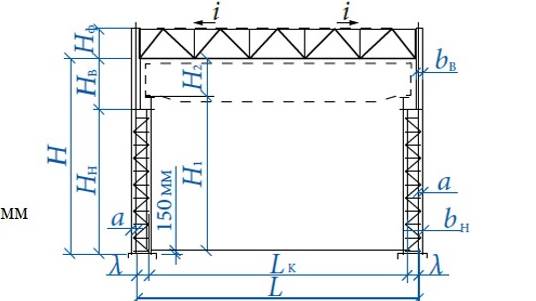 Компоновка поперечной рамы промздания