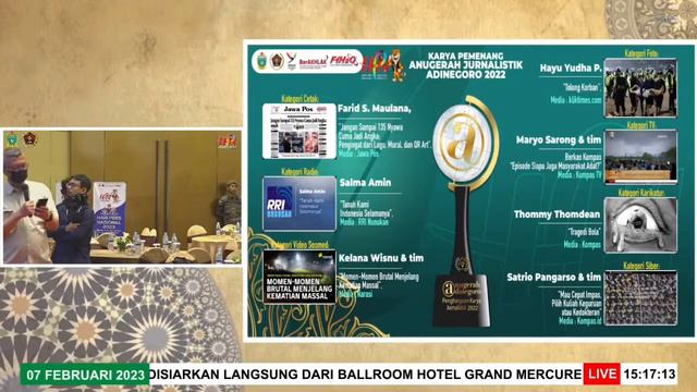 📌 LIVE STREAM | SEMINAR ANUGERAH JURNALISTIK ADINEGORO - HARI PERS NASIONAL 2023 смотреть онлайн