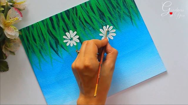 Quick & Easy Daisy Flower Garden Painting For Beginners Step by Step смотреть онлайн