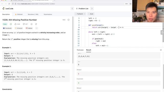 1539. Kth Missing Positive Number - Day 6/31 Leetcode March Challenge смотреть онлайн