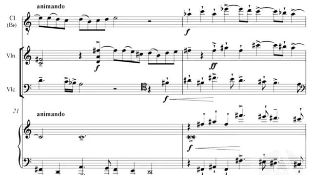 Oliver Knussen - 'upon one note' for Clarinet, Violin, Cello and Piano (1995) [Score-Video] смотреть онлайн