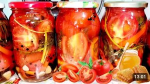 МАРИНОВАННЫЕ ПОМИДОРЫ С МЁДОМ НА ЗИМУ.🍅🍯🧄🌶