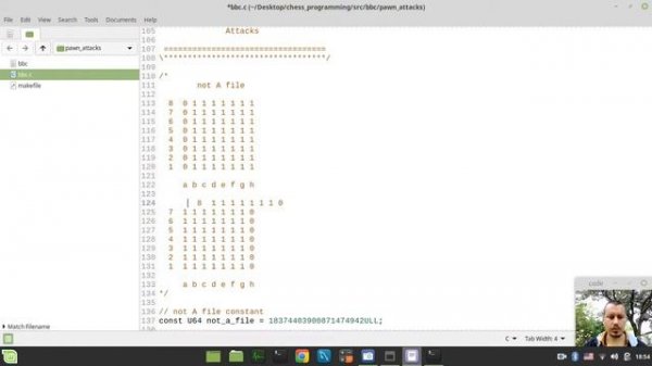 3-Bitboard CHESS ENGINE in C_ generating pre-calculated PAWN ATTACK tables