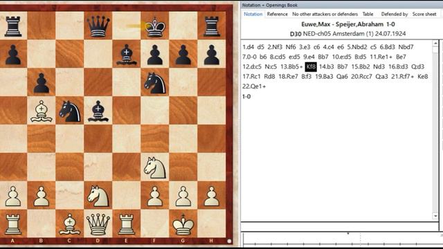 Euwe,Max – Speijer,Abraham 1-0 D30(Queen's Gambit Declined) Amsterdam 1924 смотреть онлайн