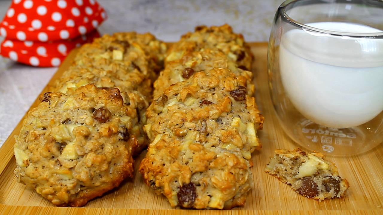 🍏 Домашнее ОВСЯНОЕ ПЕЧЕНЬЕ с изюмом и ЯБЛОКОМ смотреть онлайн