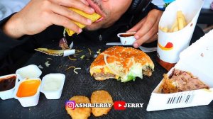 ASMR BURGER KING TACOS IMPOSSIBLE BURGER WHOPPER CHICKEN NUGGETS EATING MUKBANG NO TALKING JERRY