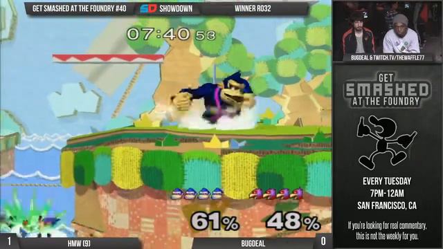 Get Smashed at the Foundry #40 - Winner Ro32: HMW (Samus/DK) vs BugDeal (Falco) смотреть онлайн