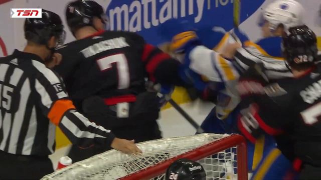 Brady Tkachuk Doesn't Appreciate Rasmus Dahlin Digging For Loose Puck смотреть онлайн
