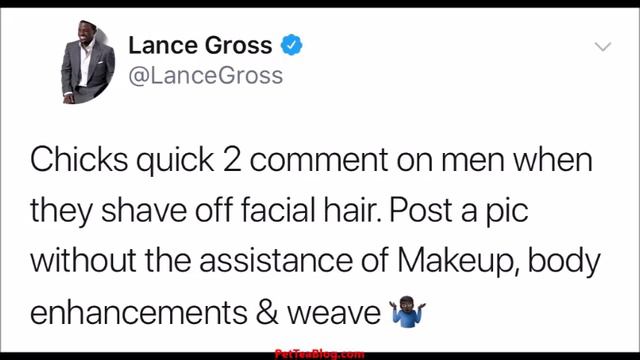 Lance Gross ClapBack over new Beardless look "Post without Makeup & Weave" 👏 смотреть онлайн